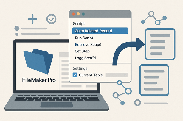 FileMakerスクリプトで関連レコードへ移動の文脈設定術