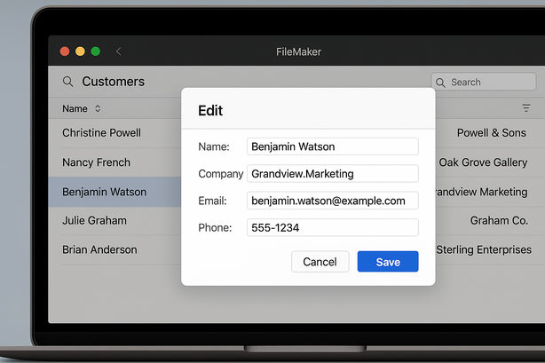 FileMakerカードウィンドウでモーダル編集画面実装術
